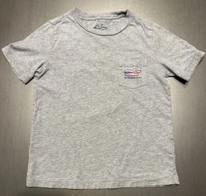 EUC VINEYARD VINES Pocket T-Shirt Kids Unisex 6 Gray Short Sleeve Whale Sailfish - Picture 1 of 8