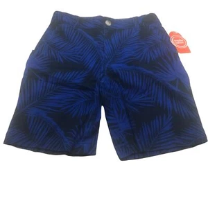 Wonder Nation Boy's Size 10 Adjustable Waist Flat Front Short Blue Palm Leaf New - Picture 1 of 12