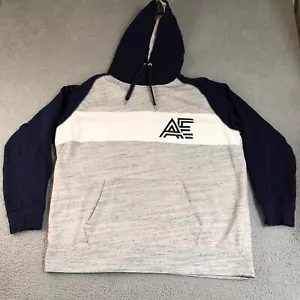 American Eagle Hoodie Mens XXXL Gray Pullover Logo Spell Out Preppy Sweatshirt - Picture 1 of 8
