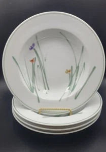 4 MIKASA Metro Sketch Book Rimmed Soup Bowls Spring Flowers BOB VAN ALLEN Japan - Picture 1 of 6
