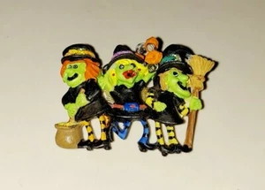 3 Witches Broom Pot Pin Brooch Halloween 2" Free Gift Bag - Picture 1 of 4