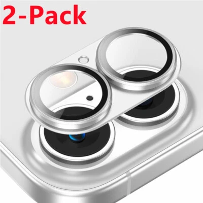 2件装适用于iPhone 16/16 Plus钢化玻璃金属相机镜头保护膜保护套 — 第 1/4 张图片