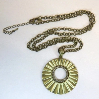 LIA SOPHIA-Collar Sunburst y pedrería Dije Latón/Dorado Tono Cadena 34” Foto 1 de 4