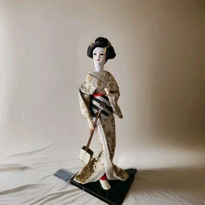 Antique Asian Japanese Geisha Doll with Musical Instrument on a Stand  - Picture 1 of 3