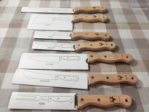 Chef's Collection 7 Piece Set of Stainless Steel Japan Vintage Lite Wood Handle - Picture 1 of 10