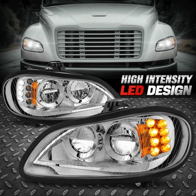 For 03-18 Freightliner M2 106 112 Full High Power LED Headlight Headlamp Chrome - Image 1 of 4