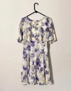 Danny & Nicole Dress 8 Floral Overlay Fit Flare Flutter NWT - Picture 1 of 10