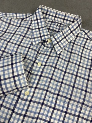 J Crew Shirt Mens Large Blue Plaid Irish Linen Button Long Sleeve Casual Preppy - Image 1 of 4