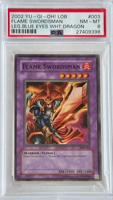 Yu-Gi-Oh! PSA 8 NM-MT 'Flame Swordsman' LOB-003 ~SUPER RARE~ Original Print - Image 1 of 4