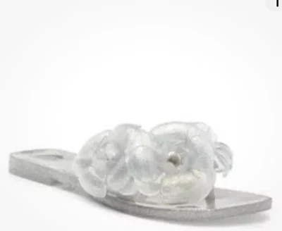 Sandalias de Tanga Jeffrey Campbell Fleuris Jelly Talla 8 Plata Purpurina Nuevo Foto 1 de 4