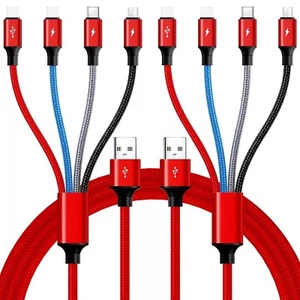 4in1 Multi Charging Cable, 4ft. Fast 2.2 Charging Cord, Braided Universal fit - Picture 1 of 5