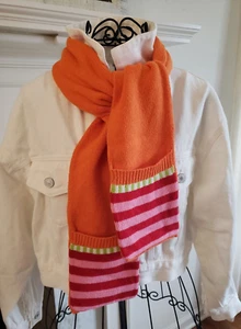 Gymboree Girls Scarf With Pockets, Orange With Pink Accents - Picture 1 of 8