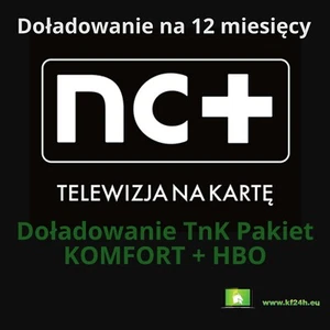 12 m-cy KOMFORT+ HBO Telewizja na kartę doładowanie NC+ TVN Doladowanie TnK NC+ - Zdjęcie 1 z 3
