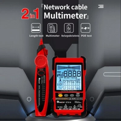 Tester Cavi di Rete Multifunzione con Display LCD Multimetro Line Finder Rosso - Immagine 1 di 4
