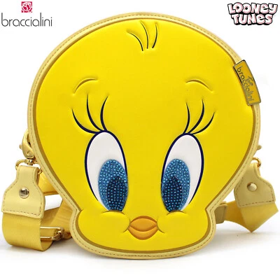 Braccialini Looney Tunes Diseñador Piolín Pájaro Forma Amarillo Bandolera Monedero Foto 1 de 4