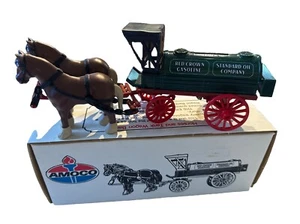 Horses and Tank Wagon Bank Standard Oil Amoco Red Crown Gasoline Car Truck Fans - Picture 1 of 5