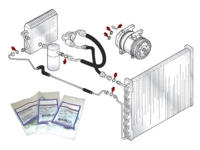 Kit de vedação de sistema A/C Volvo XC70 2003-2009 99414KNQZ 2004 2005 2006 2007 2008 - Imagem 1 de 2