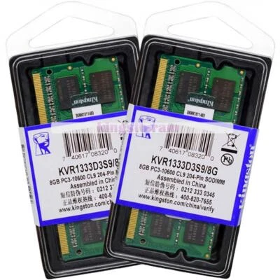 Kingston 16 GB 2x8 GB DDR3 1333 MHz PC3-10600S 1.5V 2RX8 SO-DIMM Laptop Speicher - Bild 1 von 4
