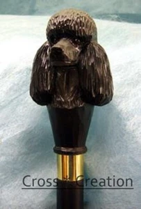Dog Head Carved Handle Wooden Walking Stick Cane Poodle Unique Style cane gift - Picture 1 of 6