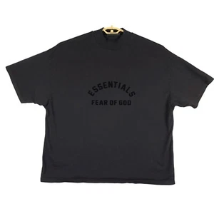 Essentials Fear Of God T-Shirt Mock Neck Short Sleeve Top Black Oversized L READ - Picture 1 of 6