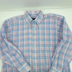 Camisa Robert Talbott Hombre 15.5 Blanco Azul Rosa Cuadros Manga Larga Abotonada Oficina - Imagen 1 de 10