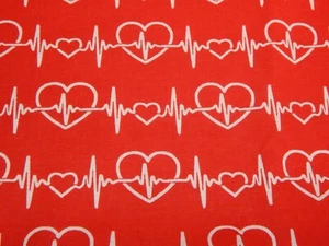 Heart Rythm quilt fabric by Fabric Traditions White Hearts on Red 1.5 yards - Picture 1 of 3