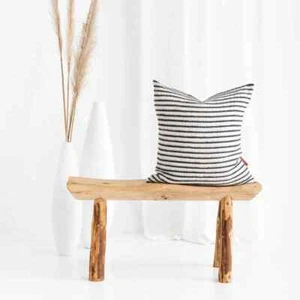 The Airlie Linen Cushion in black stripe - 55x55by Fibre by Auskin - Picture 1 of 4