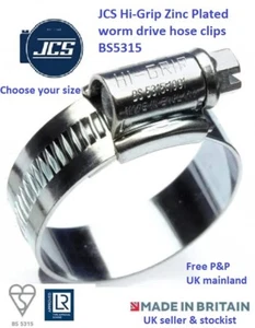 JCS Hi-Grip ZP hose clips BS5315 (Jubilee equivalent) MADE IN GB. Choose size - Picture 1 of 12