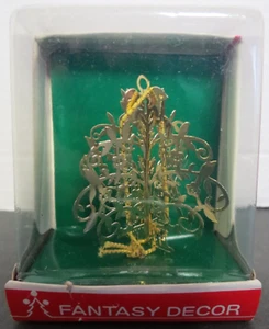 3D Die Cut Gold Metal Filigree Christmas Ornament IOB - Partridge Pear Tree - Picture 1 of 5