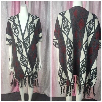 Charlotte Russe Southwestern Open Fringe Poncho Size Large XL - Image 1 of 4