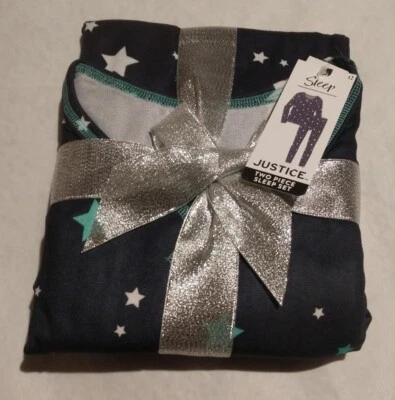 NWT Justice Girls Navy Star Print Winter Pajamas PJs 2PC Pajama Set - Image 1 of 2