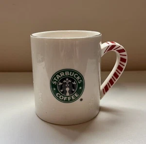 Starbucks Candy Cane Coffee Tea Mug 2001 Barista Christmas White Snowflake - Picture 1 of 7