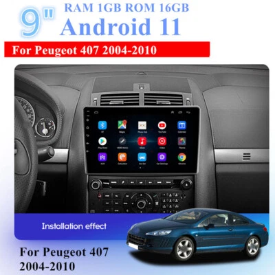 Rádio estéreo 9" Android 11 GPS navegação Wi-Fi player 1+16G para Peugeot 407 2004-2010 - Imagem 1 de 4