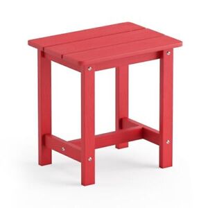  Outdoor Side Table, HDPS Small Outdoor Table, Single Layer Bright Red