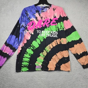 DARE Tie Dye Shirt Mens EXTRA LARGE XL Black Purple Casual Long Sleeve SKATE NWT - Picture 1 of 11