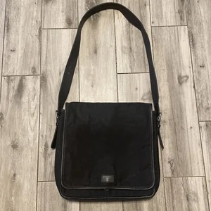VTG COACH 5109  Messenger Portfolio Bag Black Nylon Canvas Leather Envelope Blk - Picture 1 of 17