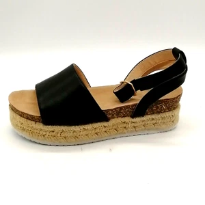 Nature Breeze Womens Gage Espadrille Platform Wedge Ankle Strap Black Sz 8 NEW - Picture 1 of 10