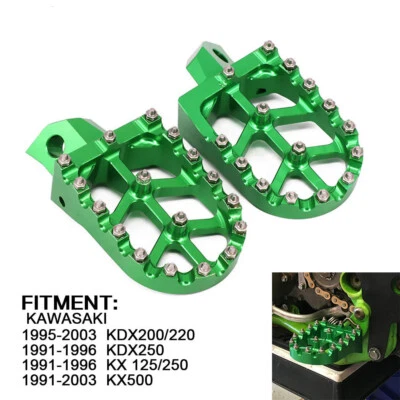 Reposapiés CNC para moto de cross verde Kawasaki KDX200/220R KDX250 KX125/250/500 Foto 1 de 4