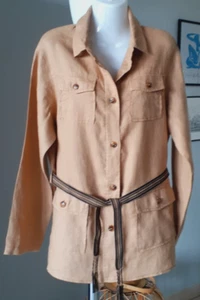 GERRY WEBER Leinen Jacke Bluse Safari Stil Gr.42 XL Cognac Braun wie neu - Bild 1 von 10