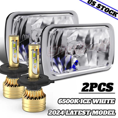 Pair For 1996-2018 GMC-Savana 1500 2500 3500 7x6" Inch-LED Headlight Hi/Lo DRL Foto 1 de 4