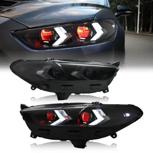 Pair LED Headlights For Ford Fusion 2013-2016 Front Head Lamps Red Devil Eye DRL - Picture 1 of 18