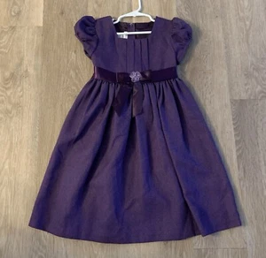 (NWOT) Bonnie Jean Girl’s Size 6 Beautiful Dark Purple Cap Sleeve Dress With Bow - Picture 1 of 7