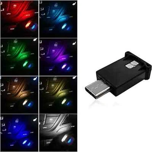 USB Type C LED Ambient Light, 8 Colors RGB Dynamic Atmosphere Lamp Car Interior  - Bild 1 von 6