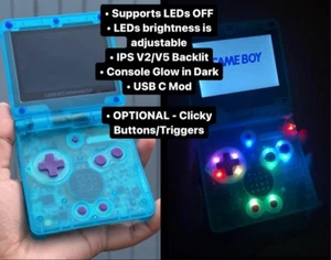 Gameboy Advance SP Clear Blue Gaming Retro Console IPS Screen,LED & USB C Mod - Bild 1 von 10