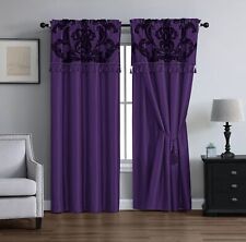 Chezmoi Collection Royale Jacquard Floral Curtain Set with Attached Valance