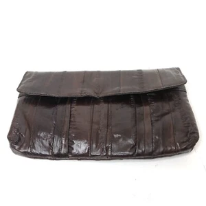 Vintage Genuine Eel Skin Leather Wallet Pouch Brown 6.5” - Picture 1 of 8