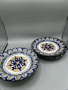 I. Godinger & Co. Italian Cobalt Blue Yellow Hand Painted 7.5” Dessert Plt Set 5 - Picture 1 of 7