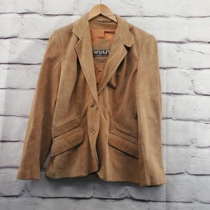 WINLIT Jacket Womens 6 Blazer Button Western Vintage Lined Suede Tan - Picture 1 of 12
