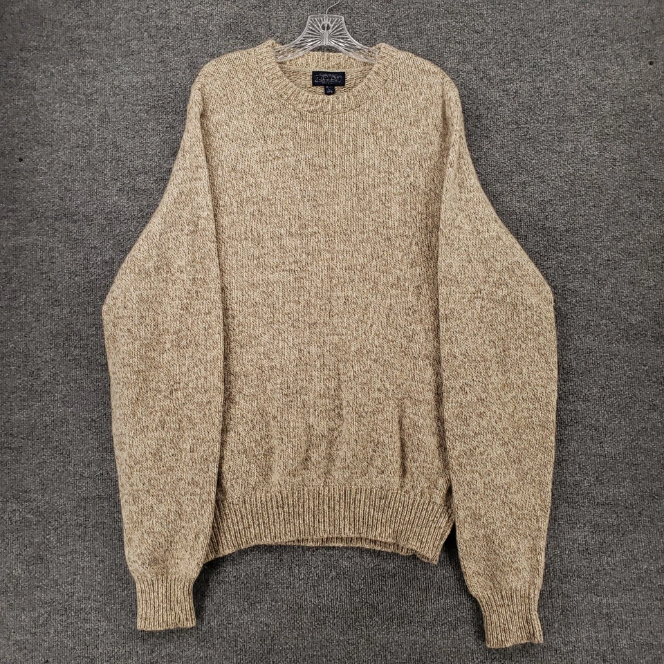 Lands End Sweater Mens LT Tall Beige Long Sleeve Merino Wool Pullover Jumper USA - Image 1 of 4