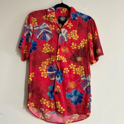 Jams World Men's Aloha Floral Hawaiian Button Front Short Sleeve Shirt Aloha Red - Image 1 of 4